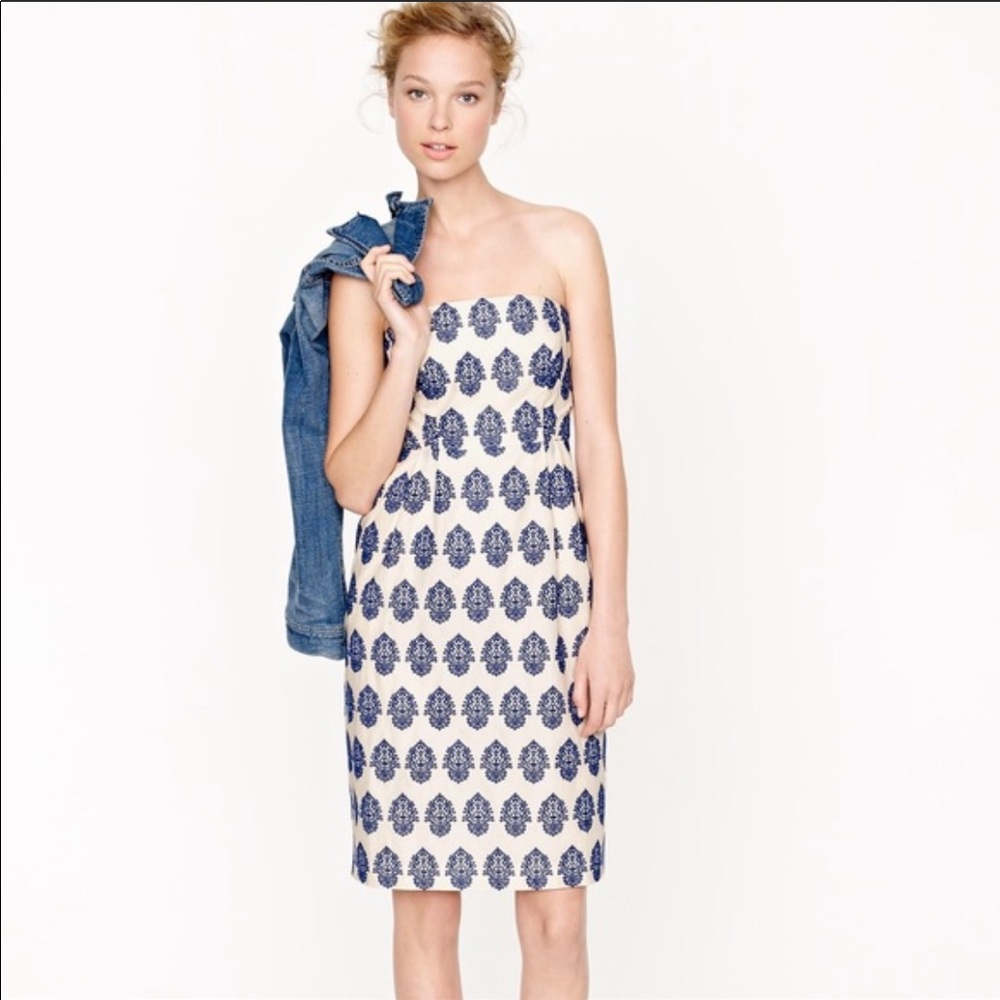 J.Crew NWT Filigree Embroidered Strapless Dress